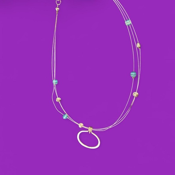 Silver tone necklace with turquoise and beads #boho #festivalvibes - Picture 2 of 2